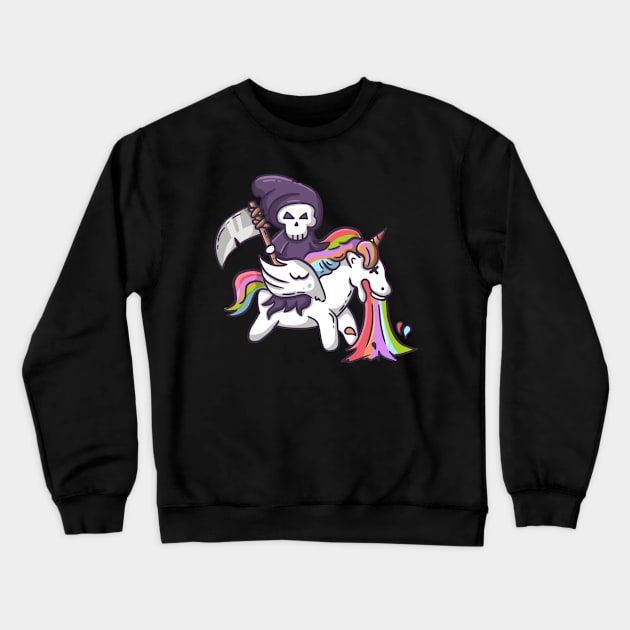 Rainbow's End - The Grim Reaper Rides a Dead Inside Unicorn Crewneck Sweatshirt by Holymayo Tee